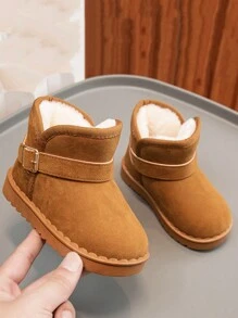 Giày bốt ngắn trẻ em mùa thu đông cho bé gái và bé trai mới biết đi, bốt đi tuyết ấm áp, bốt thông thường, bốt dày cho trẻ sơ sinh và trẻ lớn - màu nâu - Xem 3