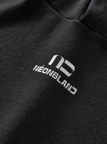 Manfinity VCAY Sudadera con capucha de punto para hombre con estilo callejero, logotipo impreso reflectante de 3M, hombros caídos y bordes anchos, adecuada para las estaciones de otoño e invierno - Negro - Ver 14