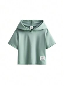 SHEIN Baby Boy Patch Detail Hooded Tee - Mint Green - View 8