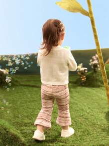 SHEIN 3pcs Toddler Girls' Striped Outfits, Spring And Autumn Clothing Set - Multicolor - View 2