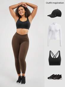 GLOWMODE 24" FeatherFit™-Sculpt Crossover Hold Up Pocket Leggings Yoga Workout Gym