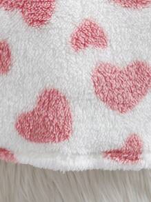 SHEIN Baby Girl Plush Cartoon Heart Printed Dress, Suitable For Outdoor Activities, Back To School And Autumn/Winter Season - Pink - View 6