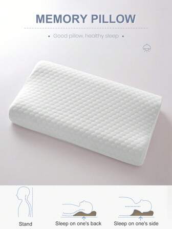 1 件装人体工学记忆枕，床上用品，易护理枕头，纯色，符合人体工学的轮廓颈椎枕，床上用颈部支撑枕，缓解颈部疼痛的枕头，颈部保护，慢回弹，适合背部、腹部、侧卧者，可机洗