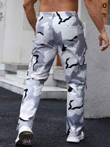 Manfinity Homme Celana Kerja Kasual Pria Motif Kamuflase - MultiWarna - View 2