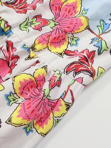 Plus Size Casual V-Neck Printed Dress For Women - Red - View 5