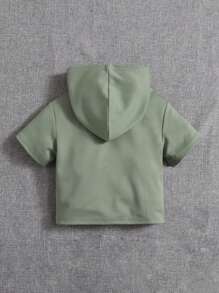 SHEIN Baby Boy Patch Detail Hooded Tee - Mint Green - View 3