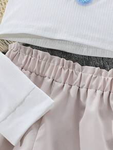 SHEIN Young Girls' Casual Embroidered Two-Piece Outfit - White - View 7