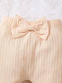 SHEIN Baby Girl's Lovely And  Ruffle Bodysuit With Long Pants, Including Headband, Spring/Autumn - Apricot - View 6