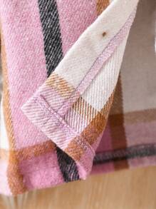 SHEIN 2 件装女婴粉色格子连体裤，美国复古返校运动装，打造酷炫可爱的日常休闲装，秋季，圣诞节