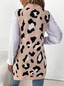 SHEIN Clasi Women's Leopard Jacquard Sweater Vest - Multicolor - View 2