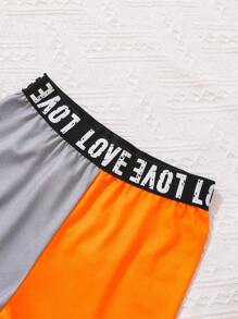 女童万圣节骷髅撞色紧身裤