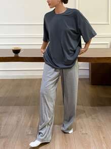 Livesso 简约宽松家居服套装睡衣 - 深灰色 - 查看 6