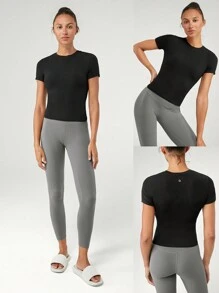 GLOWMODE Modal Slim Fit Sports Tee Daily Casual - Black - View 8