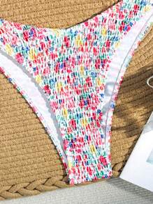 Swim Mod 女士夏季海滩碎花比基尼套装，随机印花，性感露背两件套比基尼套装