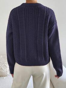 Chiquease Suéter tipo pull de manga larga, de unicolor y sencillo, para uso diario de mujer