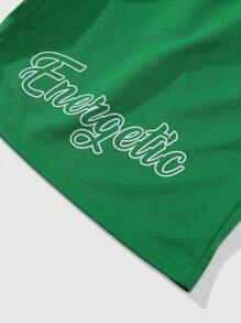 Manfinity EMRG Men's Summer Slogan Printed Round Neck Short Sleeve Casual T-Shirt And Drawstring Waist Shorts Set - Multicolor - View 8
