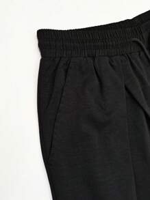 Manfinity Hypemode Pantalones casuales para hombre de unicolor con cordón y bolsillo - Negro - Ver 6