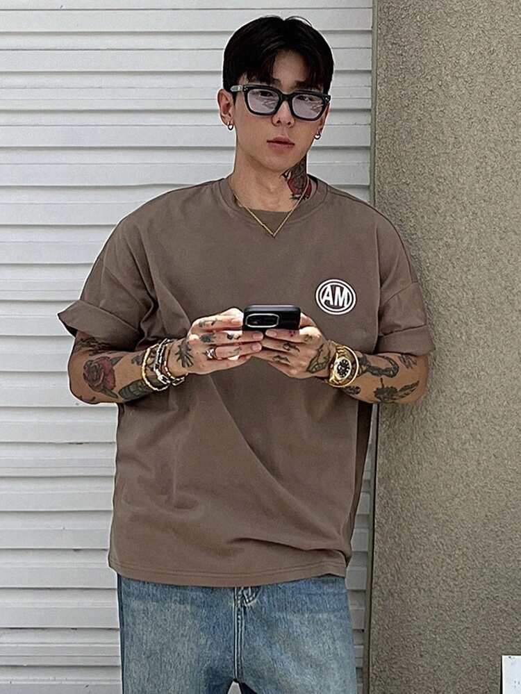 Men's Summer Casual Short Sleeve T-Shirt With Slogan Print And Round Neck,Graphic Tees