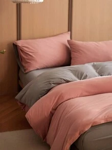 3pcs/Set Pink & Gray Bedding Set, Duvet Cover & Pillow Shams - Pink - View 5