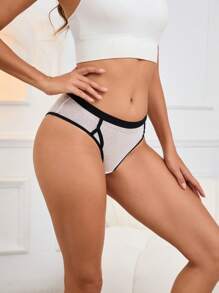 3pcs Women's Mid Rise Contrast Trim Triangle Panties - Multicolor - View 4