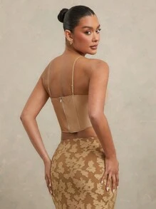 Hauture Áo khoác satin dành cho nữ - Màu Khaki - Xem 2