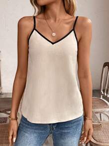 SHEIN LUNE Áo hai dây màu khối thường ngày mùa hè dành cho nữ - Nhiều màu - Xem 5