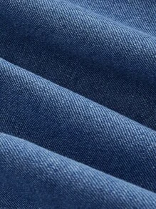 SHEIN MOD Plus Size Round Neck Sleeveless Denim Dress With Ruffles Hem, Backless, Chic And Elegant - Medium Wash - View 4