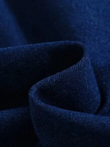 SHEIN 青少年男孩時尚休閒寬鬆舒適流行顏色對比貨物口袋設計無袖牛仔馬甲外套，日常穿著和返校服裝全配 - 藍白色 - 查看 3