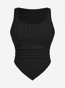 Chiquease 女式夏季纯色方形领口和不对称下摆背心 - 彩色 - 查看 6