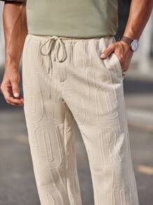 Manfinity VCAY Men's Knitted Overall Casual Long Mid-Rise Trousers, Suitable For Autumn And Winter - Apricot - View 3