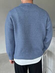 DAZY Men's Casual Solid Color Round Neck Long Sleeve Sweater, Autumn