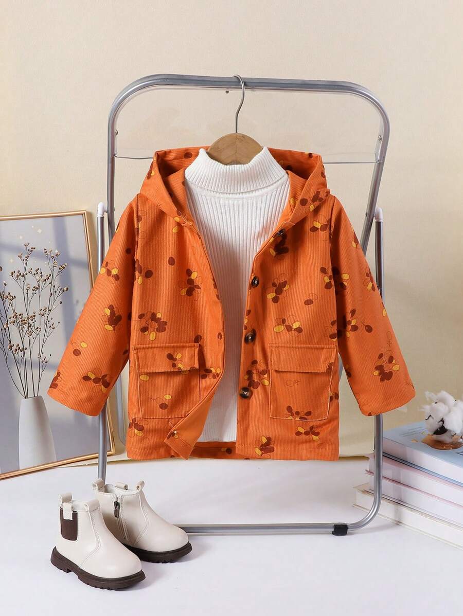 SHEIN Girls' New Multicolored Outerwear For Autumn - Orange - View 1