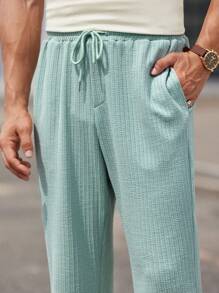 Manfinity VCAY Men's Knitted Casual Long Straight-Cut Tapered Jogger Pants Suitable For Autumn And Winter Seasons - Green - View 8