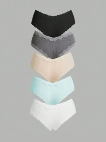 NudeFit 5pcs Fashionable Women's Lace Splicing Underwear Set - Multicolor - View 3