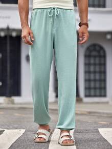 Manfinity VCAY Men's Knitted Casual Long Straight-Cut Tapered Jogger Pants Suitable For Autumn And Winter Seasons - Green - View 4