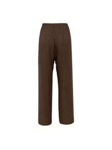 EMERY ROSE Women's Denim Effect Simple Daily Side Lace Long Pants - Brown - View 2