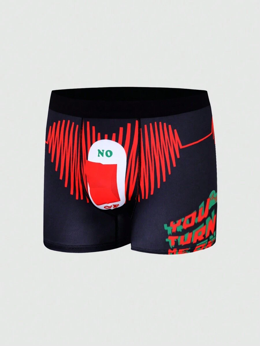 1pc Men's Simple Printed Daily Boxer Shorts - Multicolor - View 1