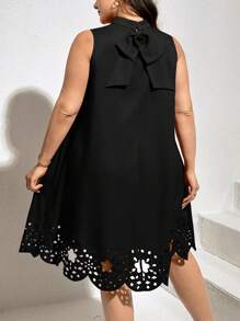 SHEIN Essnce Plus Size Women's Summer Casual Vacation Bow Pink Dress, Summer Women's Clothing,Curve Dress,Summer Outfits,Sundress Short,Casual Summer Dress,Brunch Dress,Mommy And Me Dresses,Mother Day Dress,Summer Clothes,Wedding Guest Summer,Pink Women Dresses - Black - View 2