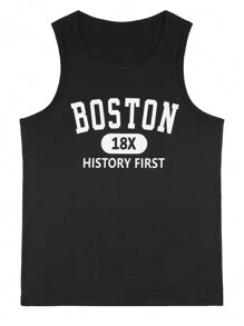 Gym Rark Boyfriend Style Men's Letter Printed Round Neck Athletic Workout Tank Top - Multicolor - View 4