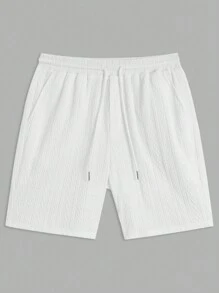 Manfinity VCAY Nam 2 Chiếc Dệt Kim Giải Trí Áo Thun Tay Ngắn Có Dây Thắt Lưng Quần Short Bộ Thích Hợp Cho Mùa Hè - trắng - Xem 3