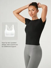 GLOWMODE Modal Slim Fit Sports Tee Daily Casual - Black - View 4