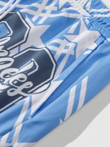 ROMWE MEN 男士星星印花透气短裤二合一适合春夏季日常穿着、上学