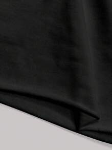 SHEIN EZwear Quần short dây rút nữ có túi, in chữ và hoạt hình Quần short mùa hè thông thường - màu đen - Xem 3