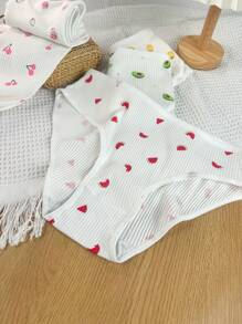 PetitDoll 5pcs/Pack Women Plus Size Fruit Printed Underwear Briefs - Multicolor - View 3