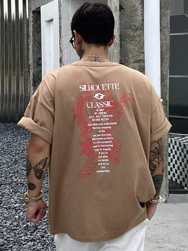 Men's Summer Slogan Printed Round Neck Short Sleeve Casual T-Shirt,Graphic Tees