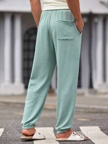 Manfinity VCAY Men's Knitted Casual Long Straight-Cut Tapered Jogger Pants Suitable For Autumn And Winter Seasons - Green - View 2