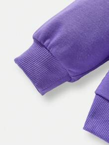 Nick 90s X SHEIN Felpa oversize con stampa di cartoni animati carini a spalle scoperte per ragazza, viola