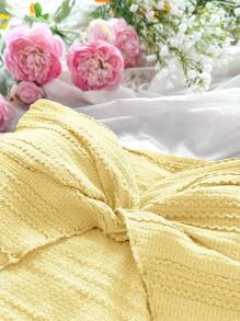 Soleia 女士度假纹理扭纹设计针织吊带背心，可内穿或外穿，返校服装