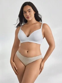 Ocili Leisure Women's Plain Simple Daily Plus Size Panties - Light Grey - View 2