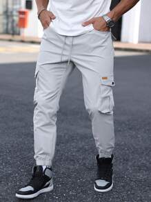 Manfinity Homme New Fashionable Slim-Fit Cargo Pants, Casual Style - Grey - View 1